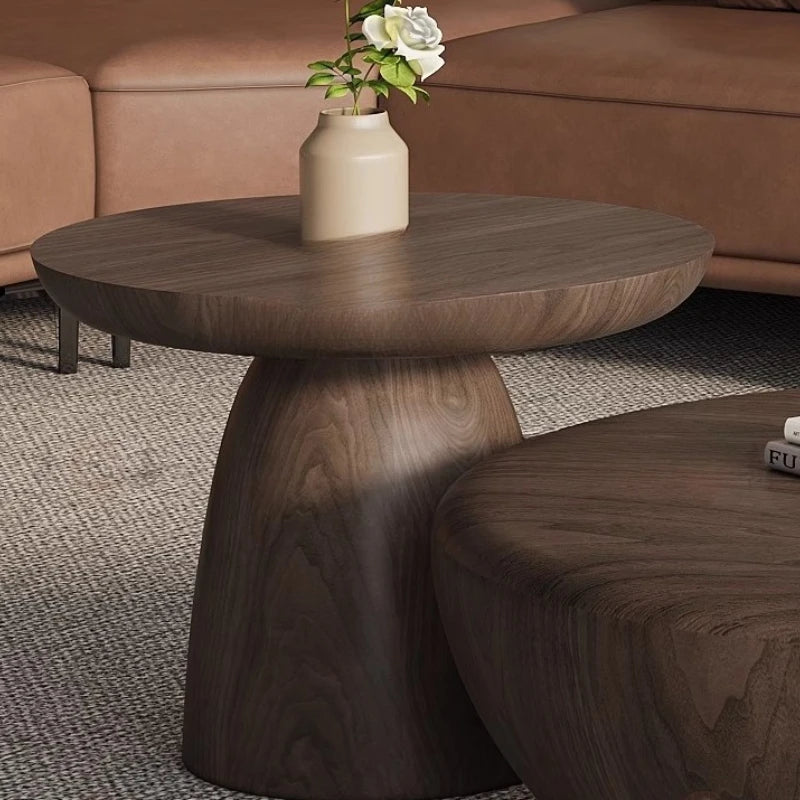 QWC Modern Wabi Sabi Round Coffee Table for Living Room