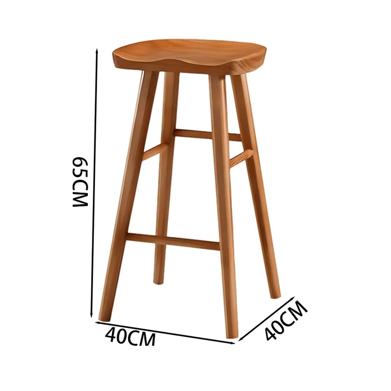 Modern Minimalist Solid Wood Bar Stool for Home and Business