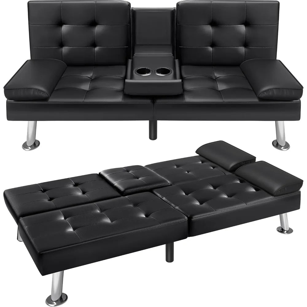 VICTONE Futon Sofa Bed Modern Faux Leather Convertible Folding