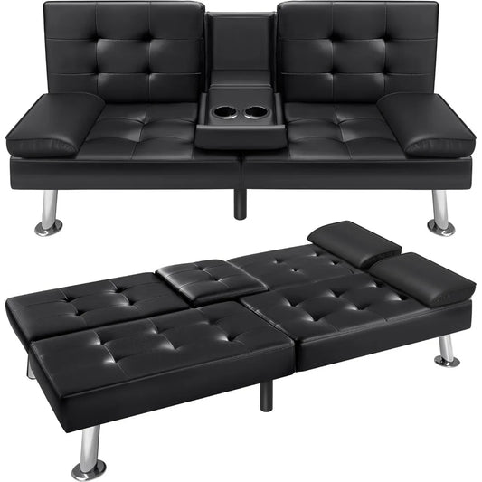VICTONE Futon Sofa Bed Modern Faux Leather Convertible Folding