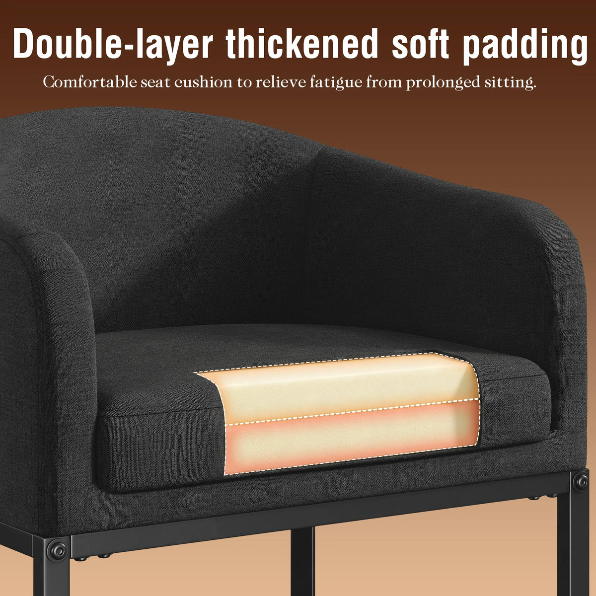 Modern Upholstered Counter Bar Stools With Curved Backrest And Armrests