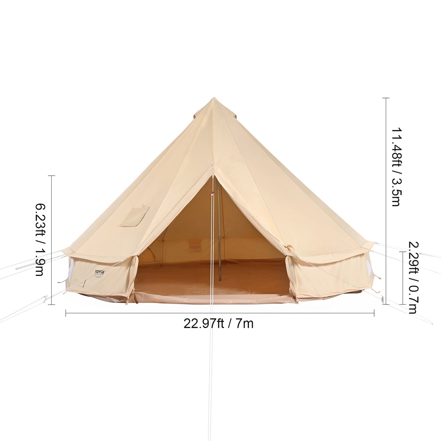 SucceBuy Canvas Bell Tent For Camping With Chimney Vent
