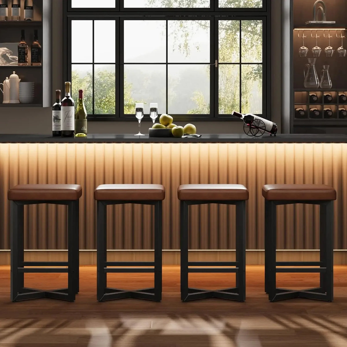 Garvee Modern Backless Bar Stools With PU Leather Upholstery