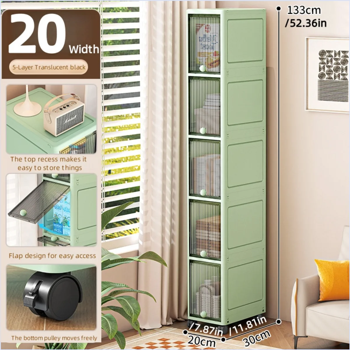 Rotating Flip Lid Narrow Storage Cabinet For Kitchen Bathroom
