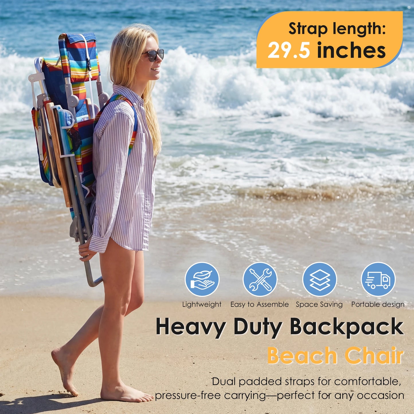 TCGBKAF Backpack Beach Chair With Five Position Footrest