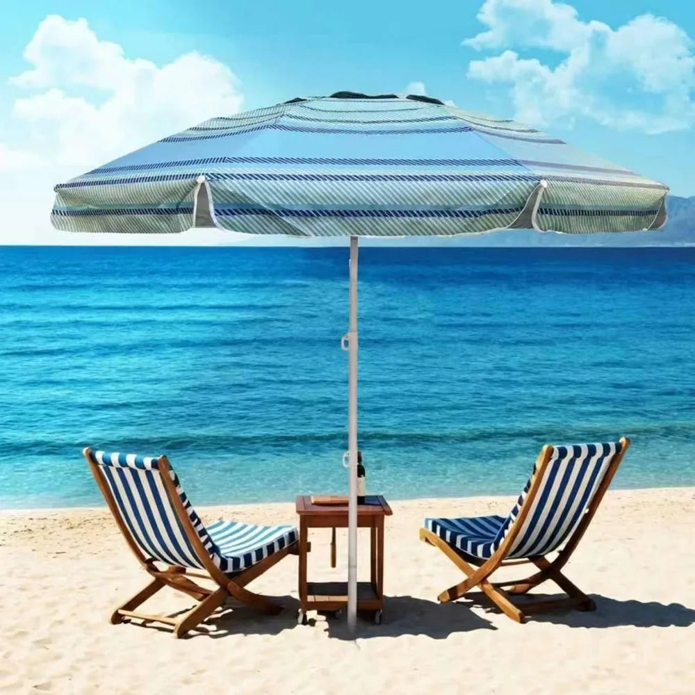 NBVCX Wind Resistant UV50 Beach Umbrella With Sand Anchor