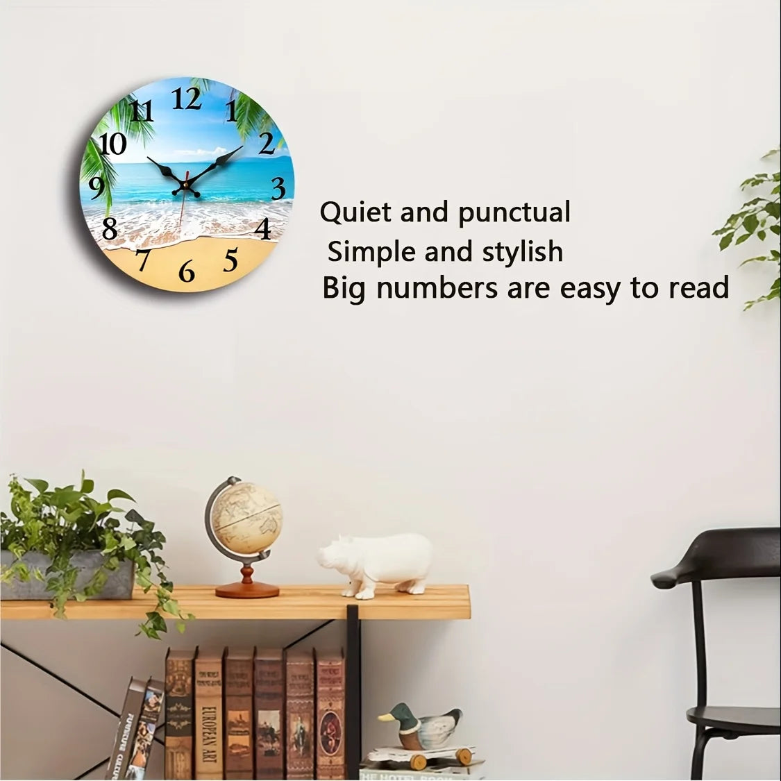 One Pack, Clock for Living Room Decoration, Wooden Round Craft Decorative Wall Clock, Bedroom Silent Clock Hanging Modern Table