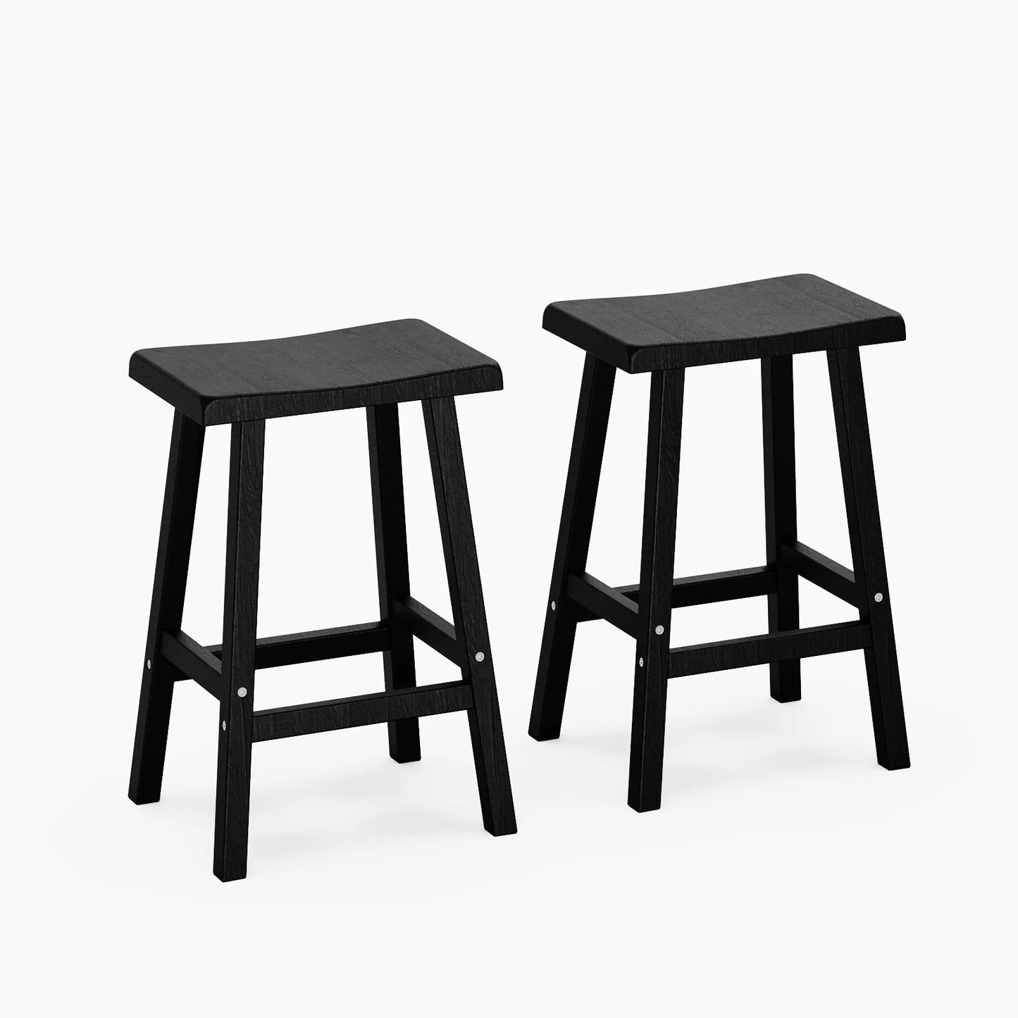 Saddle Bar Stools Set 2 Counter Height Wood Look Resin