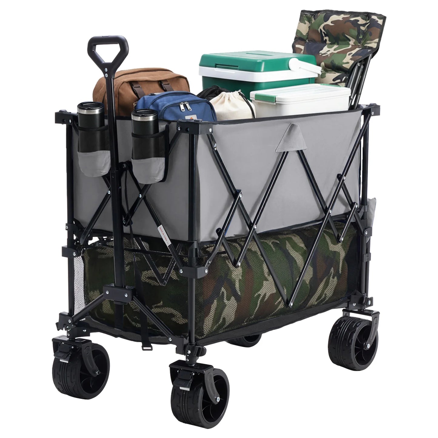 JHK Outdoor Double Decker Wagon Cart 440 Lb Capacity Foldable