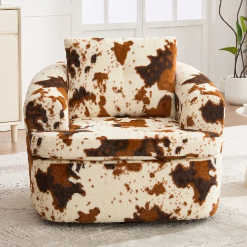 360 Degree Swivel Round Accent Chair With Dual Layer Cushion