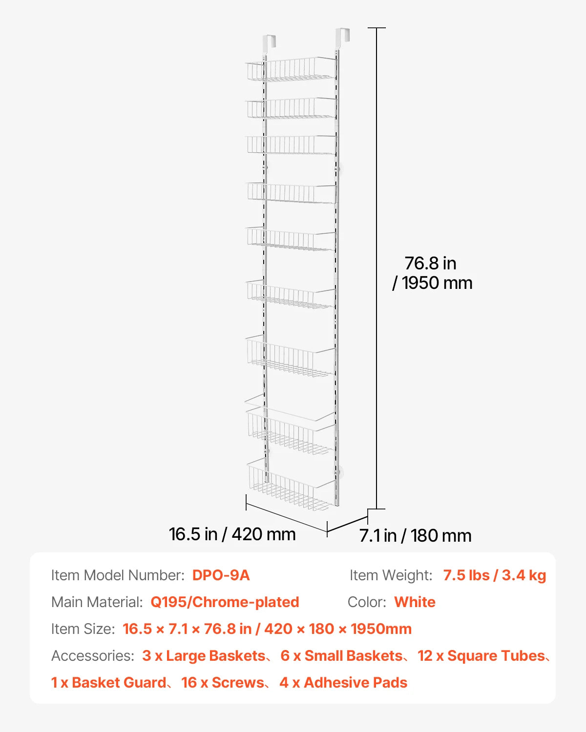 SucceBuy Over the Door Pantry Organizer Six To Ten Tier