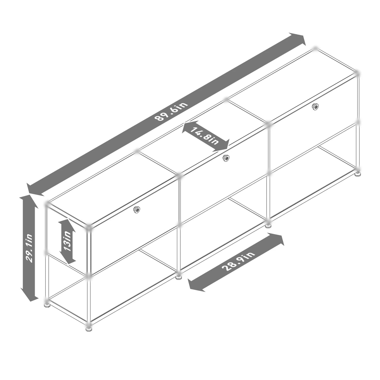 Metal Storage Cabinet TV Stand for Living Room and Office