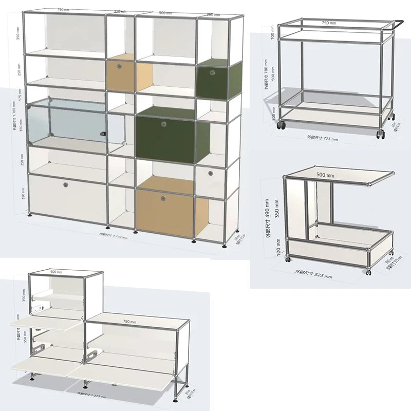 Bigcityfur Modern Metal Corner TV Stand Storage Cabinet