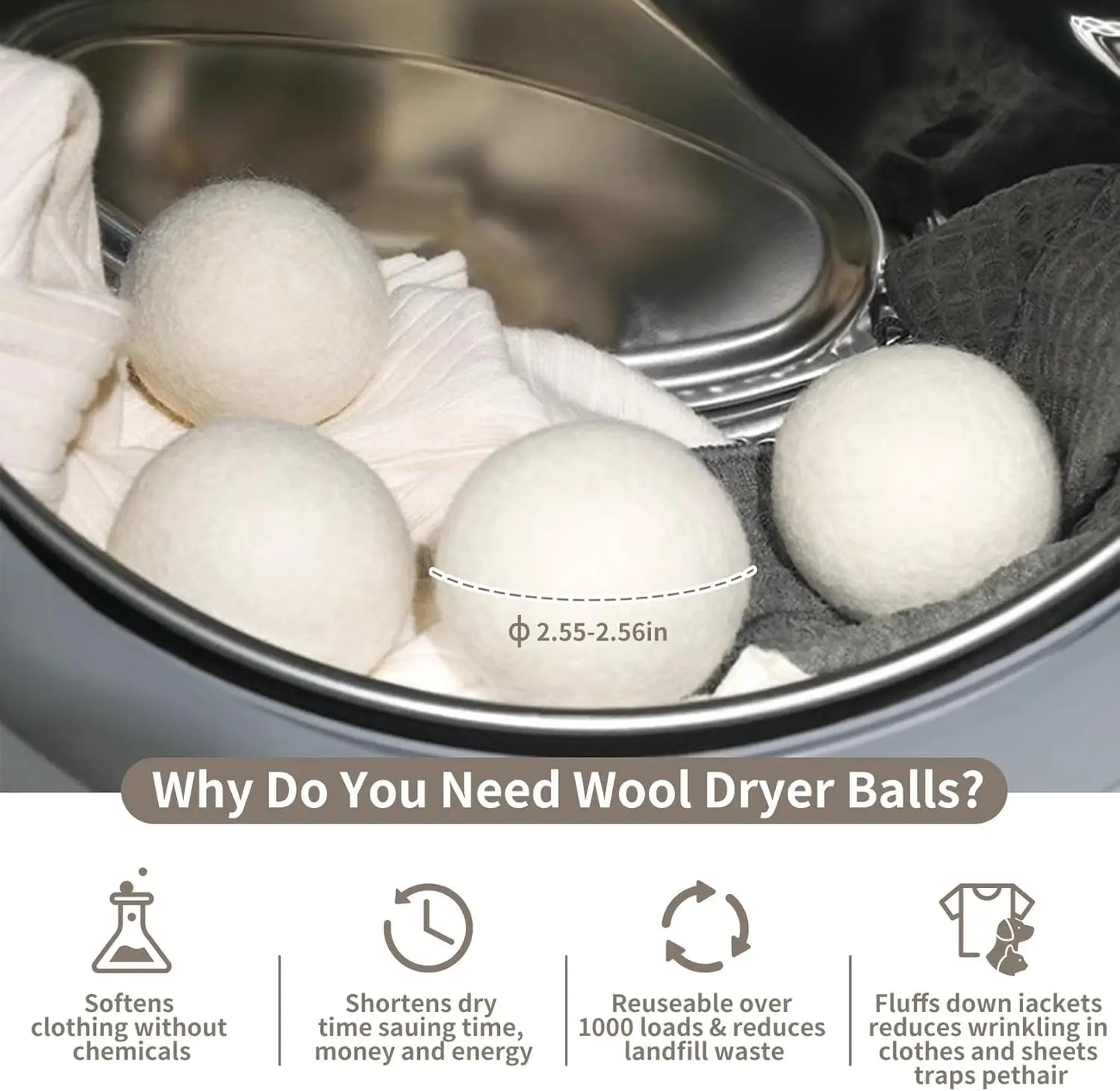 Wool Dryer Balls 12 Pack With Metal Holder Reduces Static Wrinkles Speeds Drying