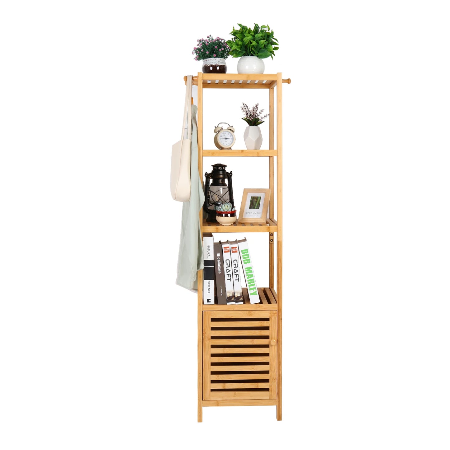 Bamboo Freestanding Bathroom Cabinet Storage Slim Floor Corner Rack
