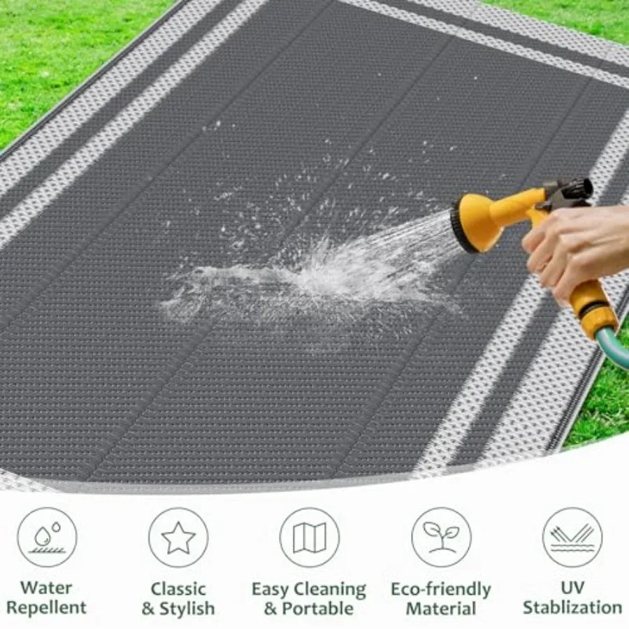 Outdoor Rug Reversible Portable Plastic Straw Camping Rugs for Outside RV, Large Waterproof Outdoor Area Rugs for Patio, Deck,
