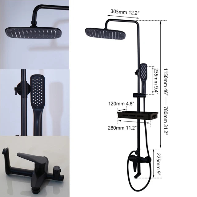Kemaidi Rainfall Shower Faucet Single Lever Bathtub Mixer With Shelf