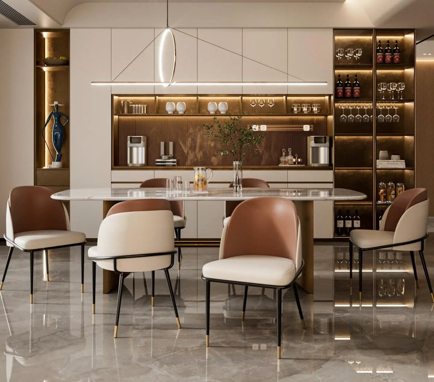 Luxurious Upholstered Dining Chairs Set Microfiber Silicone Leather Kitchen