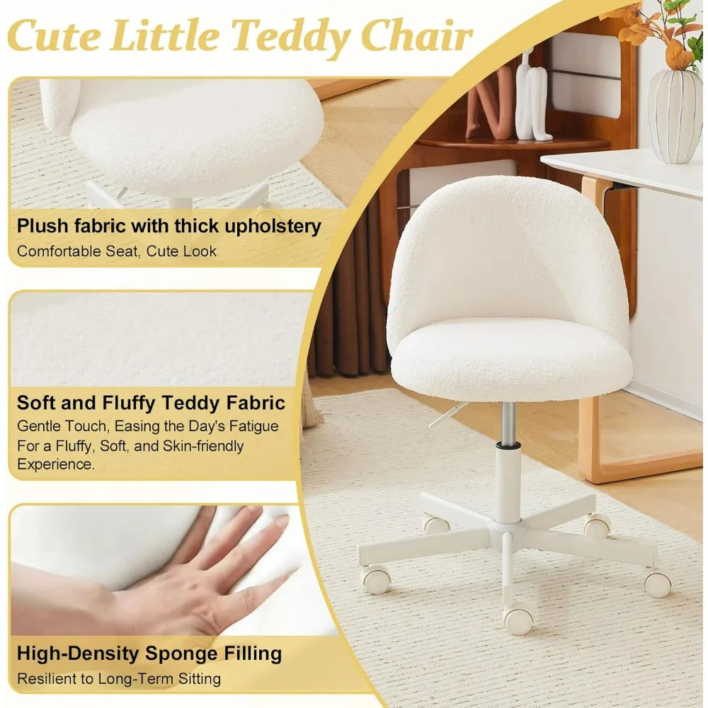 Velvet Vanity Chair With Back And Silent Wheels For Office