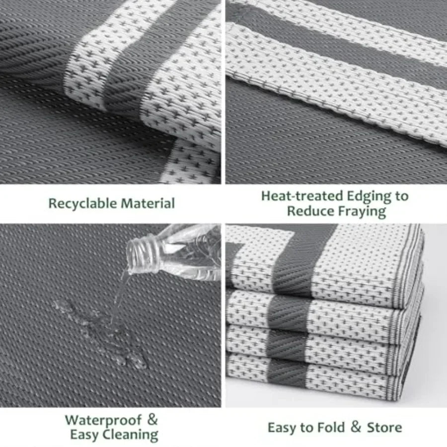 Outdoor Rug Reversible Portable Plastic Straw Camping Rugs for Outside RV, Large Waterproof Outdoor Area Rugs for Patio, Deck,