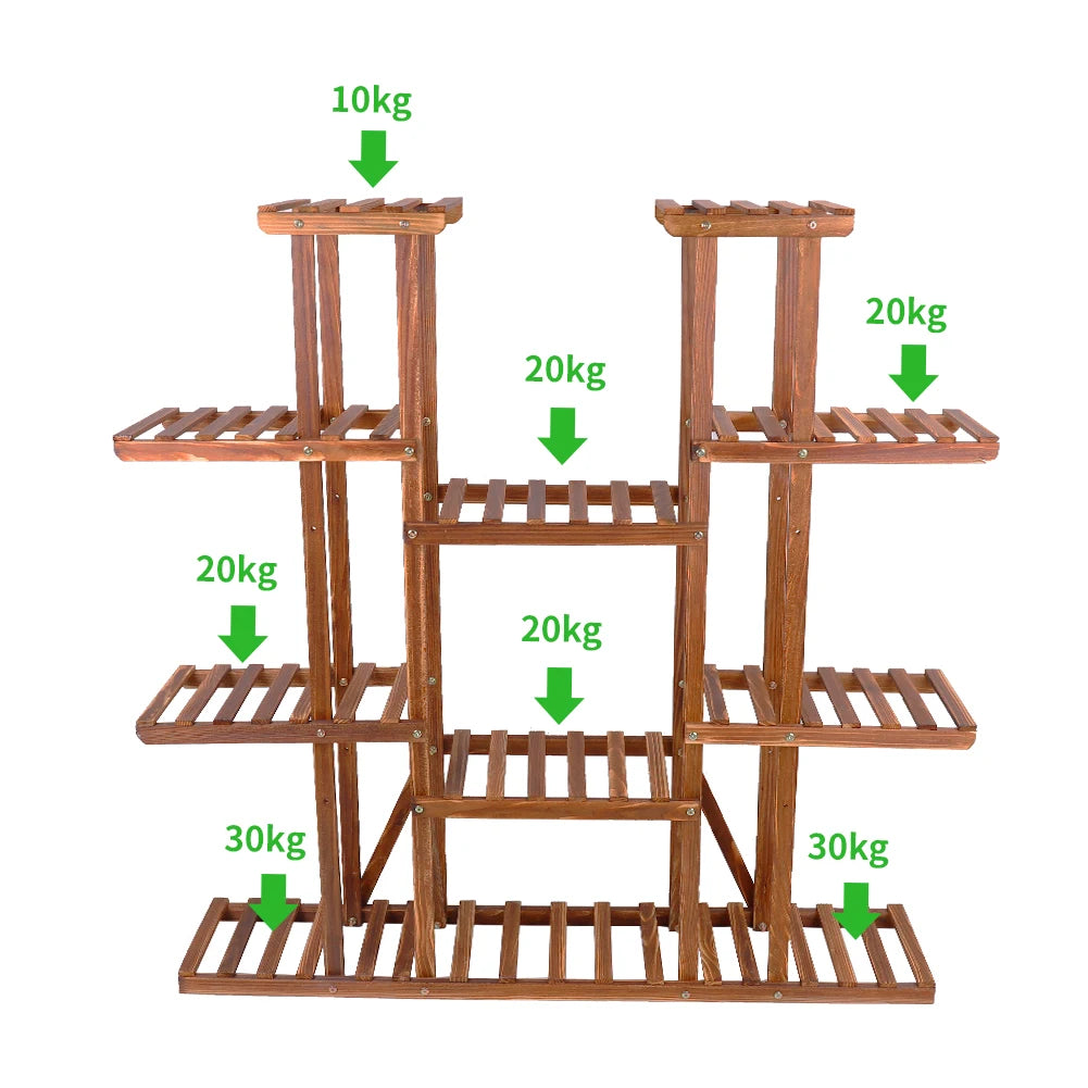 Wisfor Wooden Plant Shelf Indoor Outdoor Multi Tier Display Stand