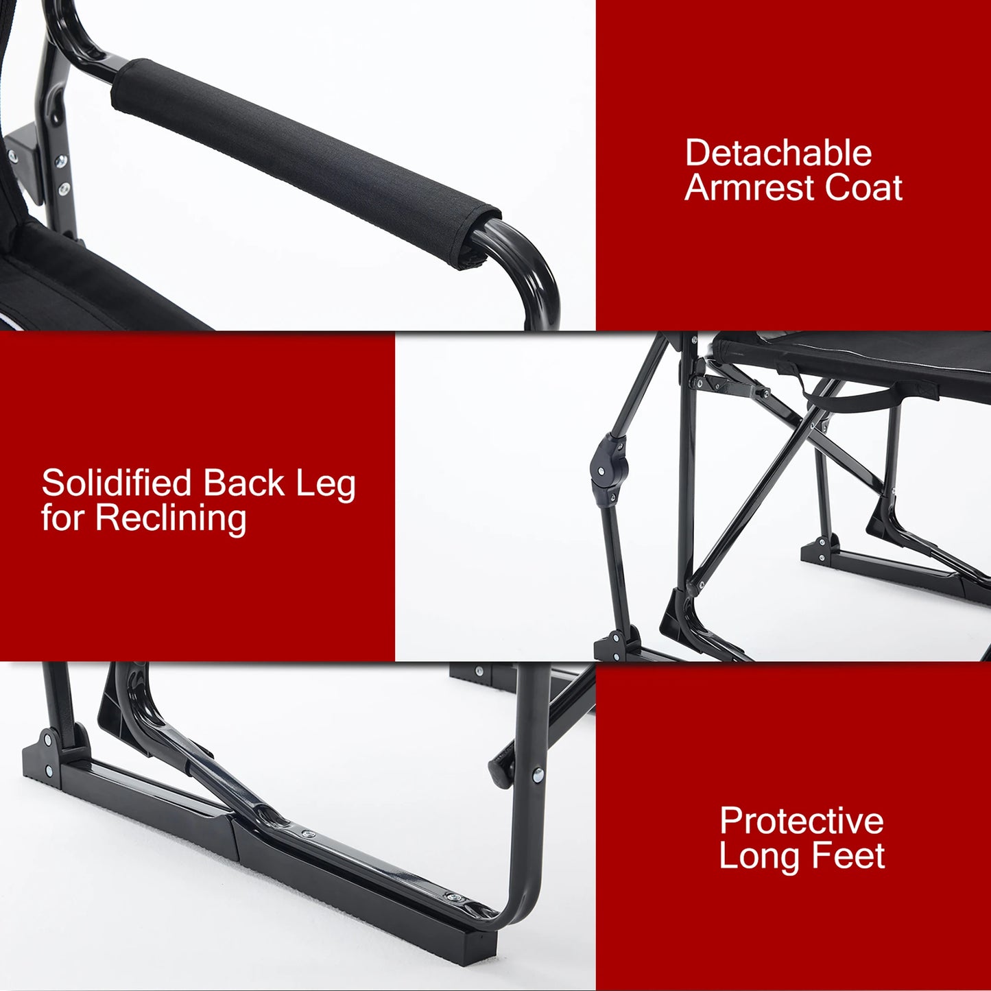 JHK Outdoor Folding Camping Chair With Mesh Back Waterproof Armrests