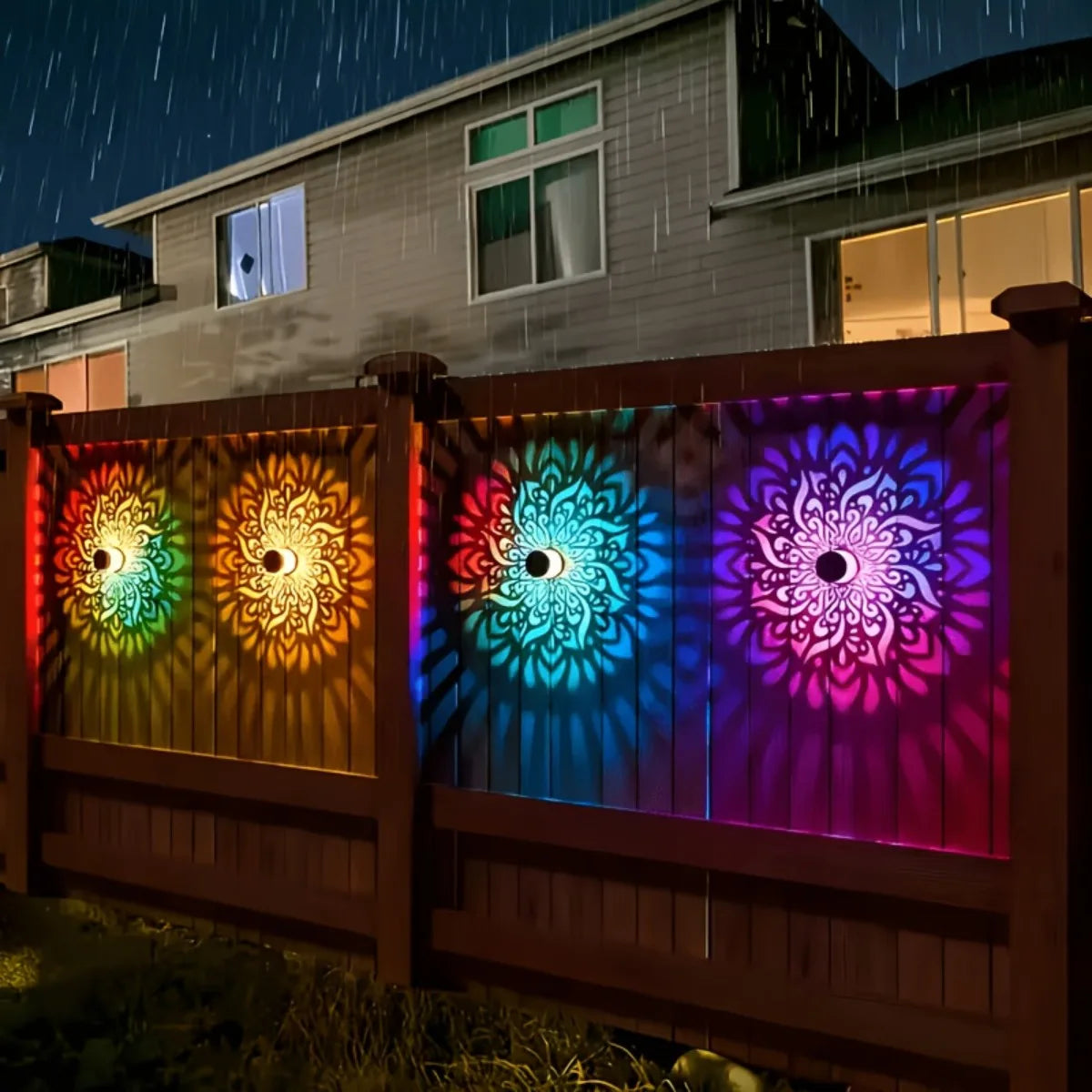 Metal Solar Outdoor Wall Lights Mandala Theme for Garden