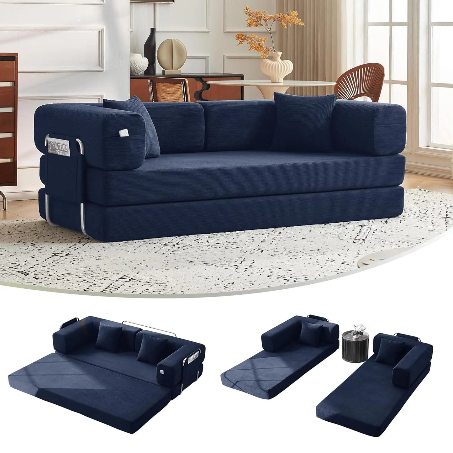 Convertible Sofa Bed With Pillows Corduroy Sleeper Sofa Frame