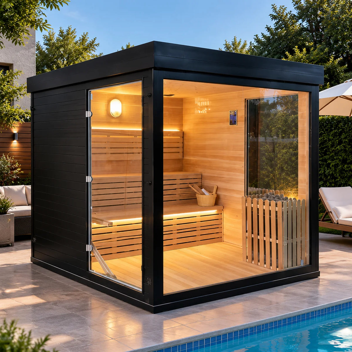 Outdoor Cedar Sauna Room Prefabricated Wooden Steam House