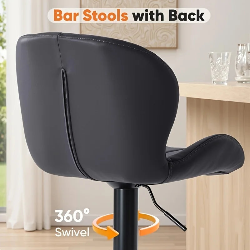 MATE BIRDS Adjustable Swivel Bar Stools With PU Leather Cushions