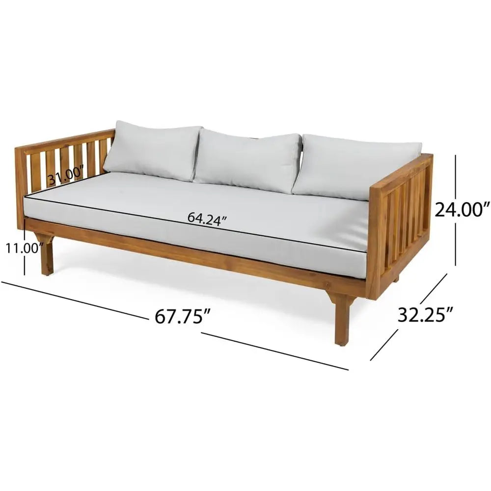 LuxeMerge Modern Acacia Wood Outdoor Daybed Sofa Set