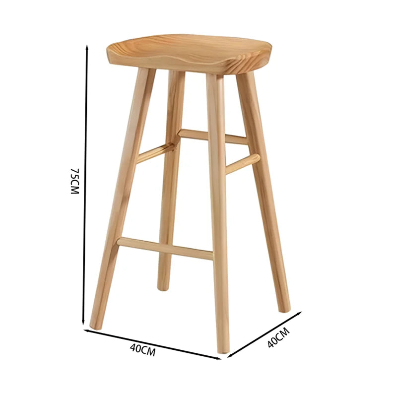 Modern Minimalist Solid Wood Bar Stool for Home and Business
