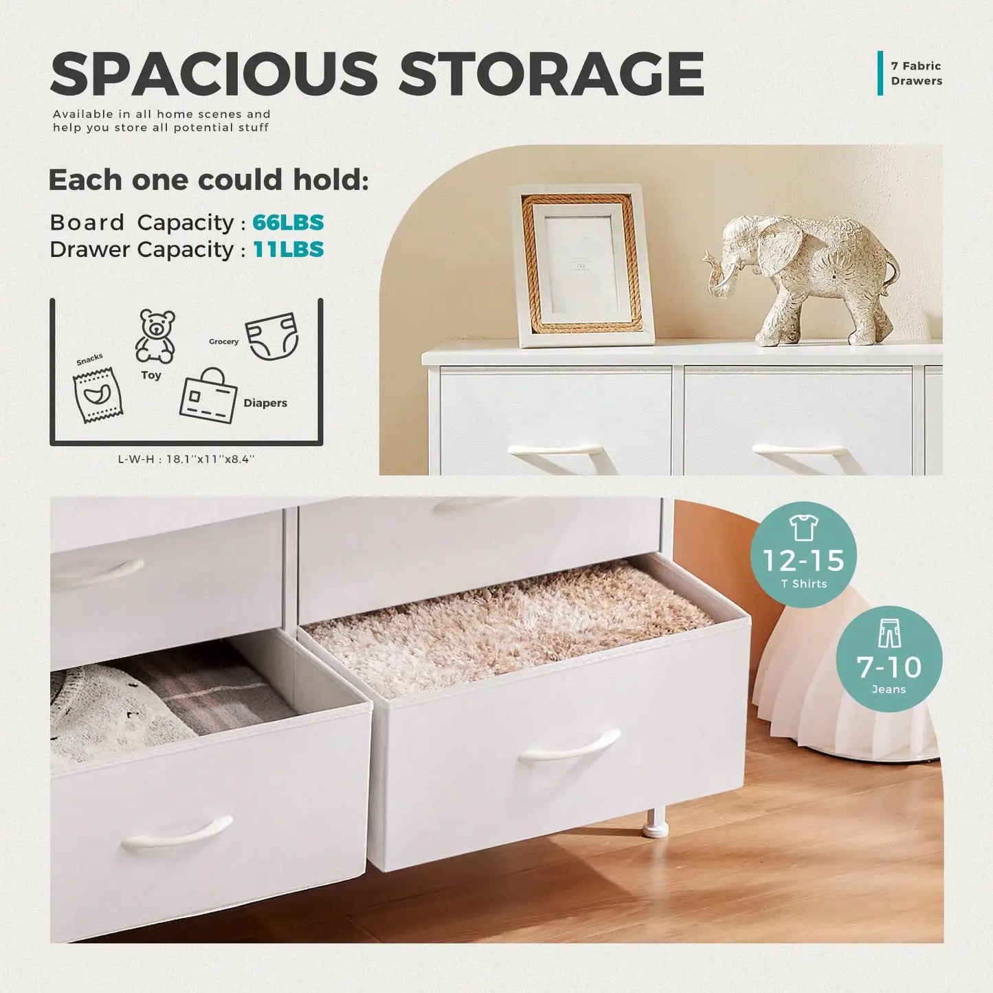 Bedroom Fabric Drawer Organizer Chest With Seven Drawers Nursery