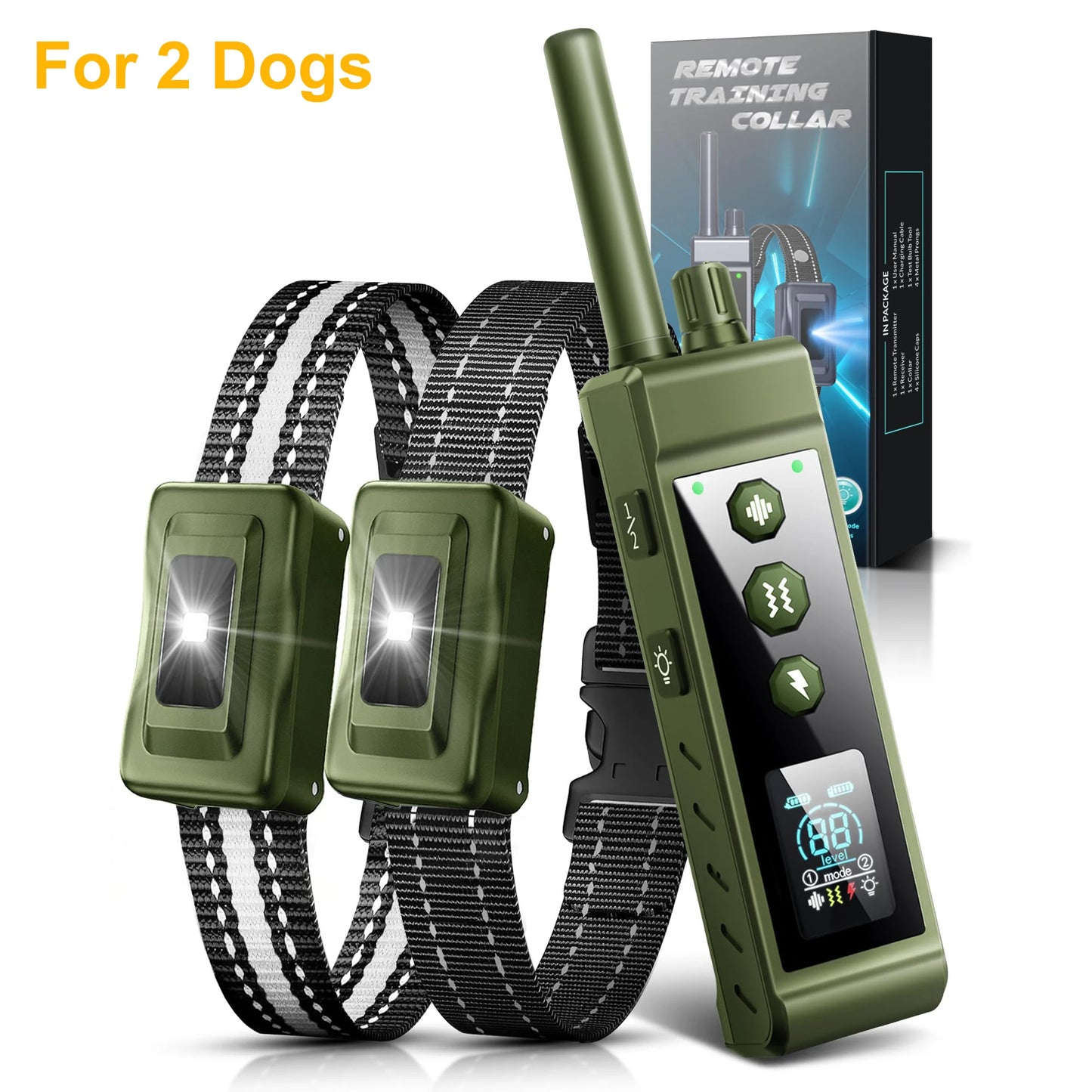 Electric Dog Training Collar With Remote Control Waterproof Beep Vibration Shock