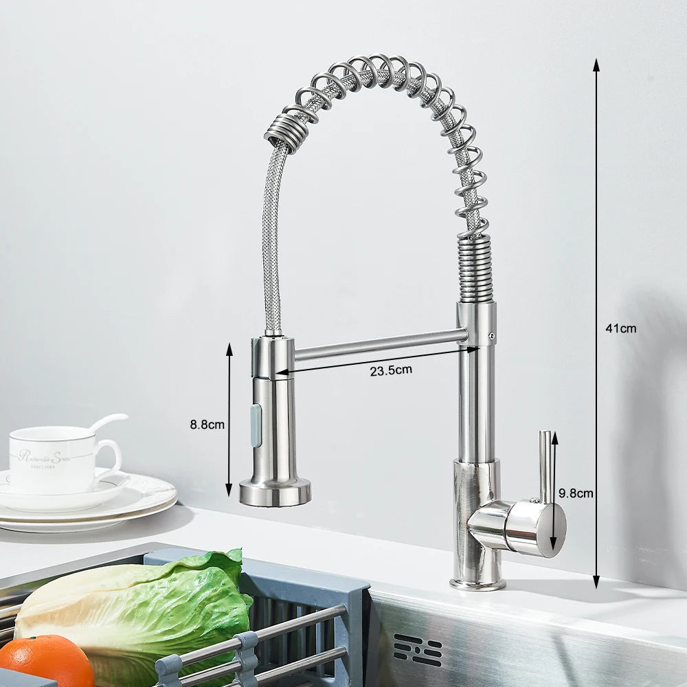Onyzpily Kitchen Sink Faucet Pull Down Sprayer Single Handle Stainless Steel