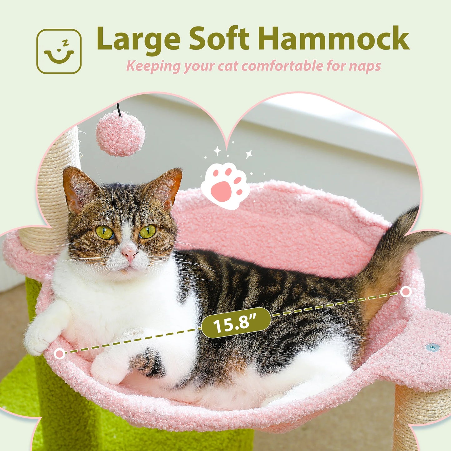 PETEPELA Flower Cat Tree With Metal Frame Hammock For Cats