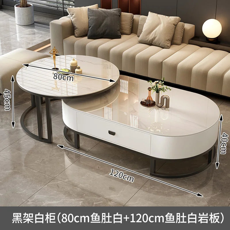 QWC Modern Nordic Wood Coffee Table With Built In Storage