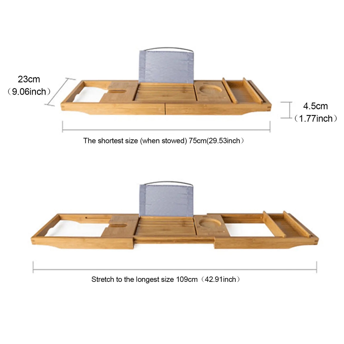 Bamboo Bath Tray Caddy For Tub Over Tub Shelf Holder