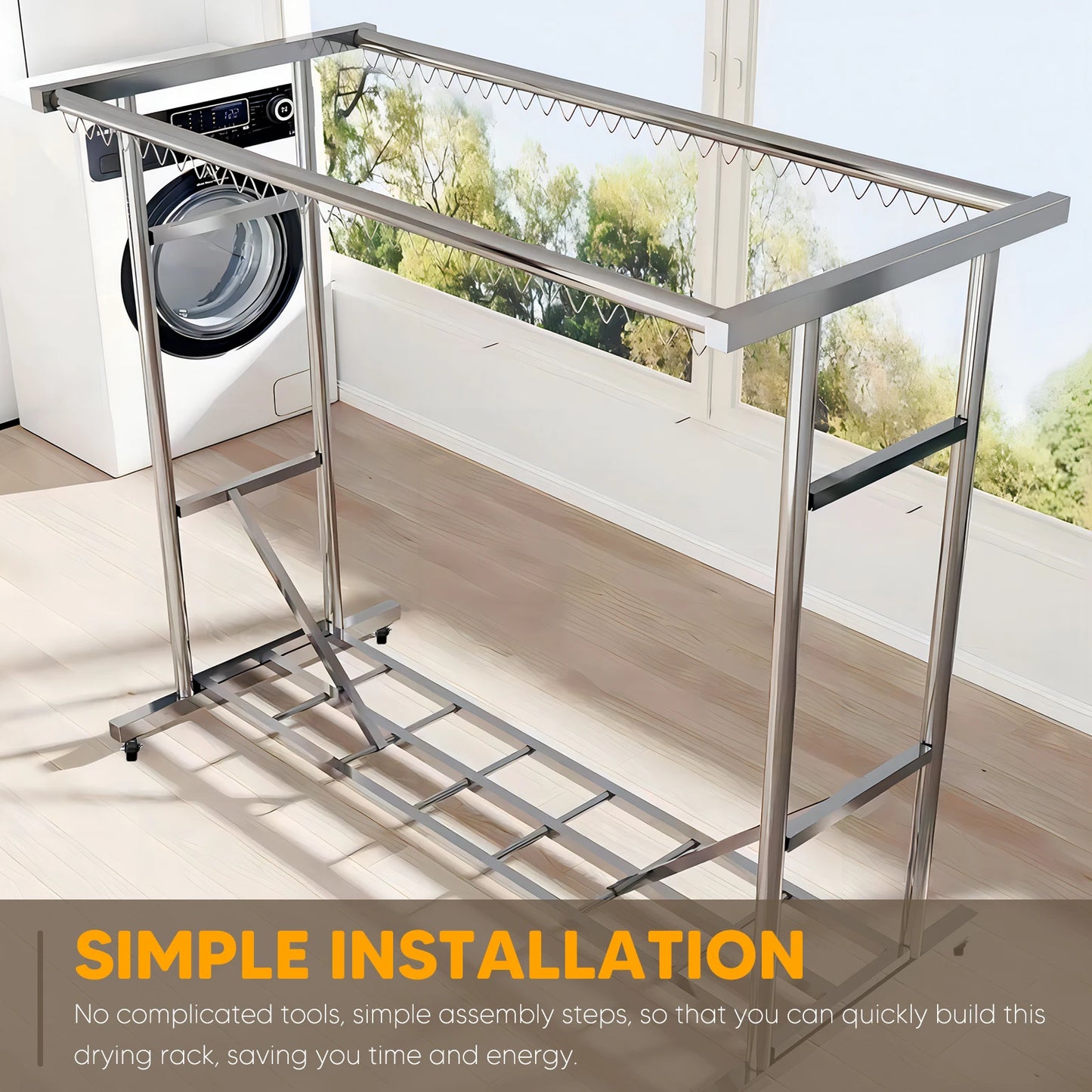 Stainless Steel Floor Drying Rack Heavy Duty Standing Laundry Stand
