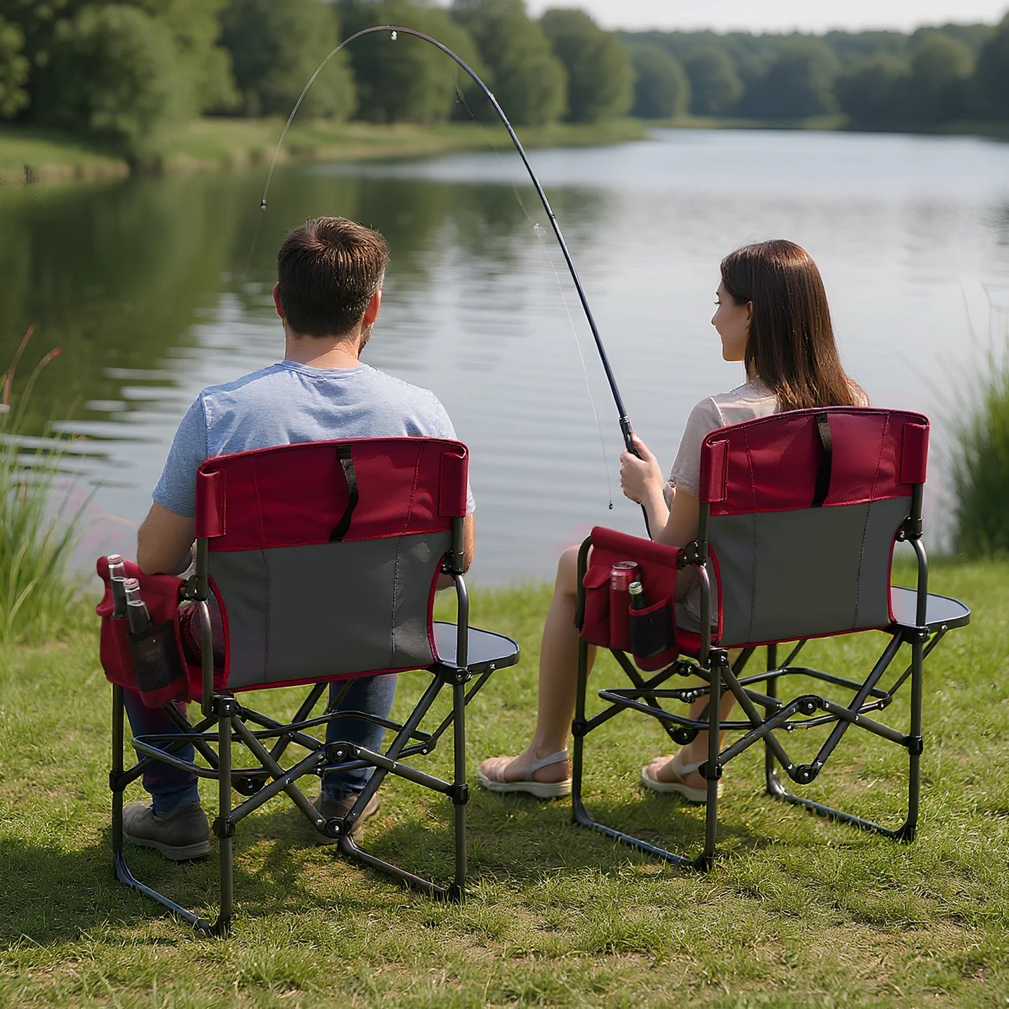 HiMISS Folding Directors Chair For Adults With Cup Holder