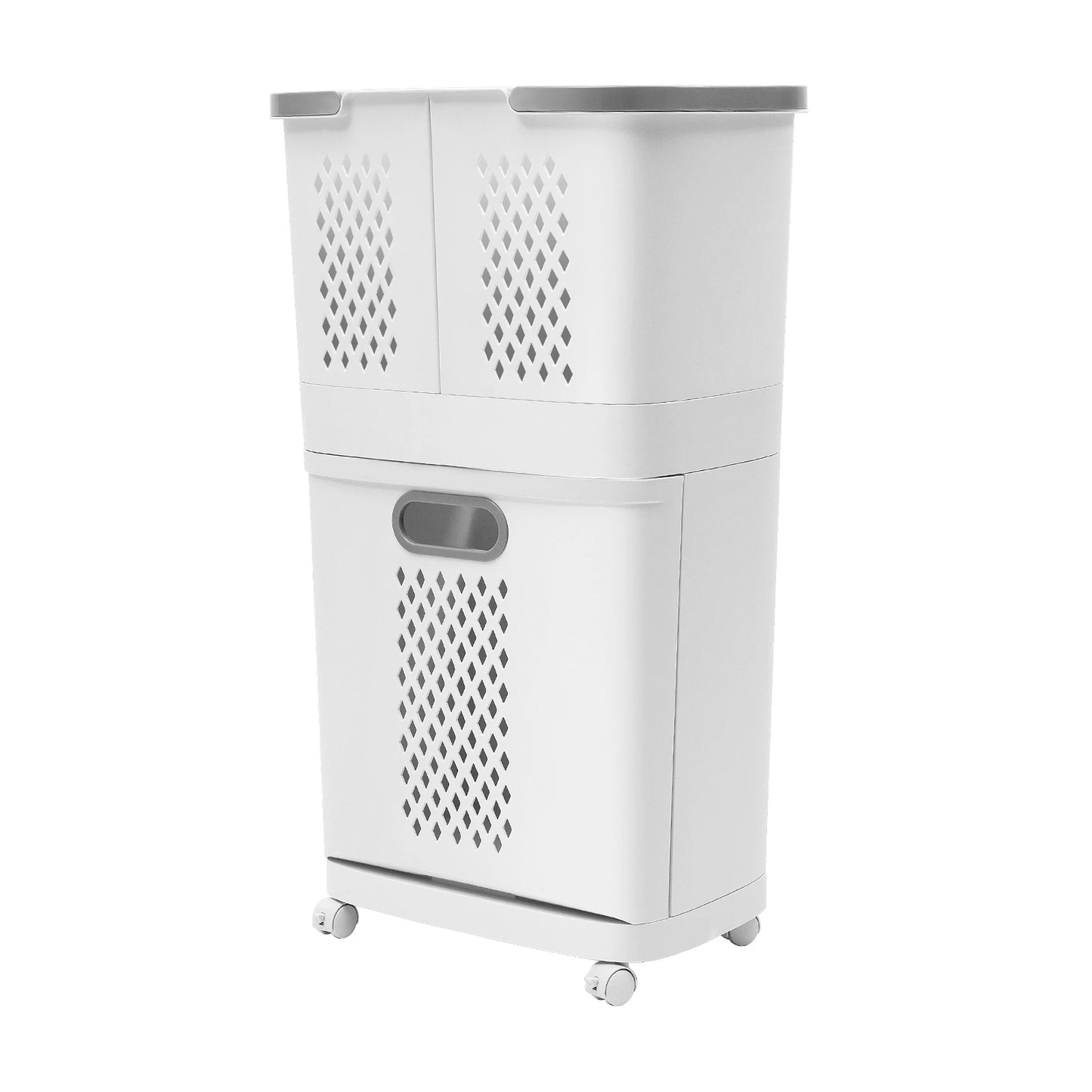 Bymaocar 2 Tier Bathroom Laundry Sorter With Wheels Removable Basket