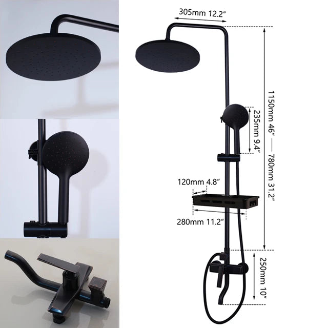 Kemaidi Rainfall Shower Faucet Single Lever Bathtub Mixer With Shelf