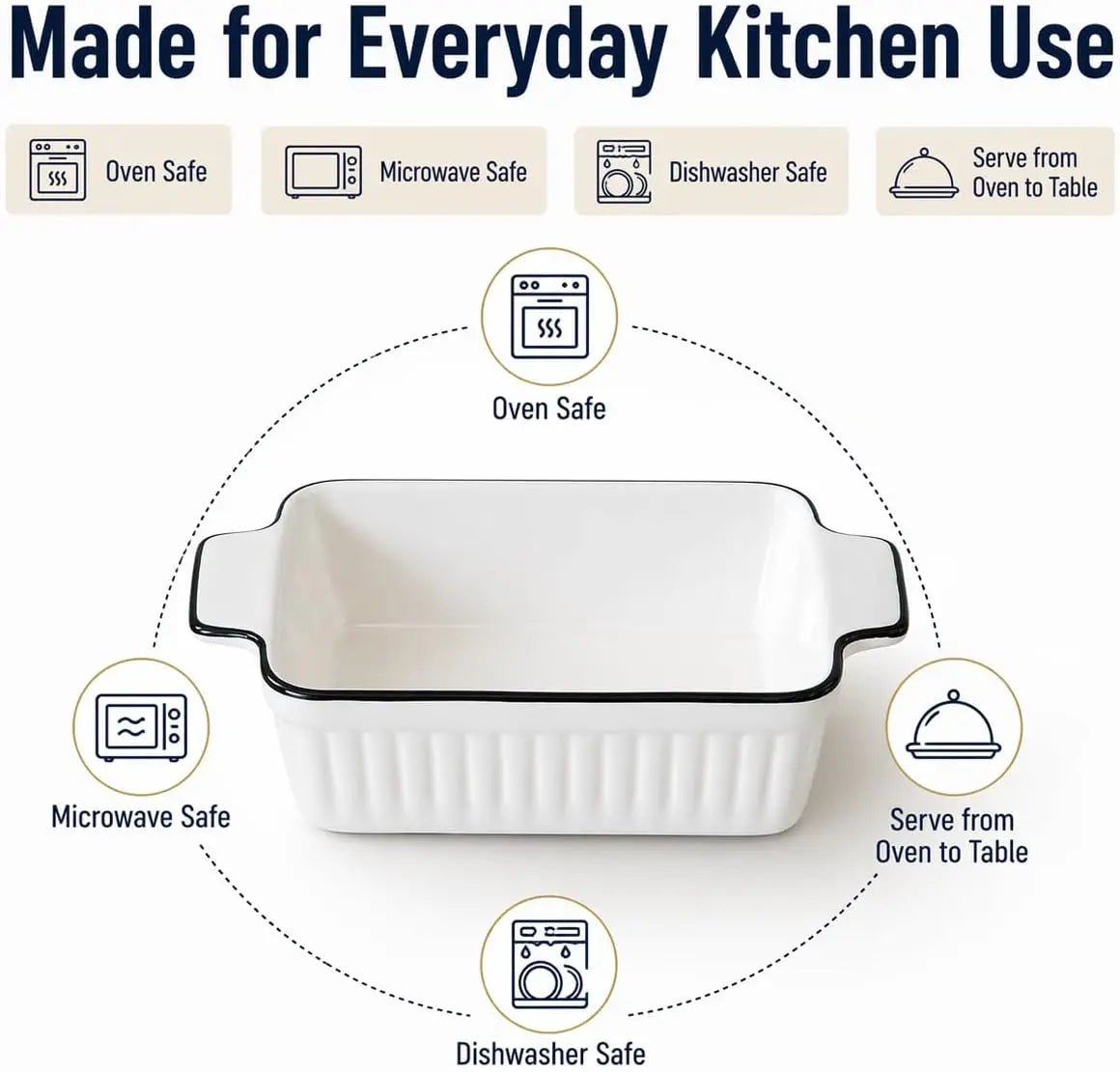 Ceramic Baking Dishes Set Of 4 With Handles For Casseroles