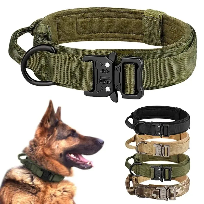 Breathable Outdoor Tactical Nylon Dog Collar With Metal Buckle