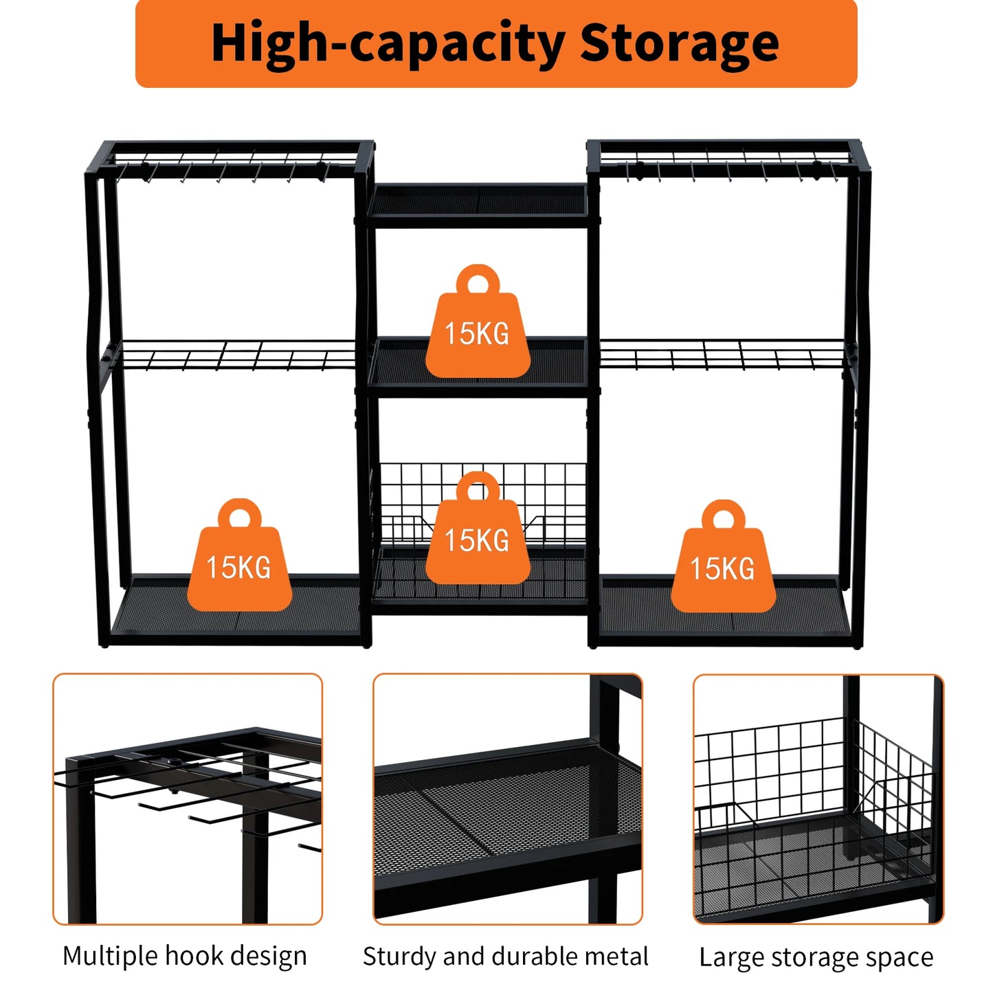Freestanding Rotatable Garden Tool Rack Metal Storage Organizer