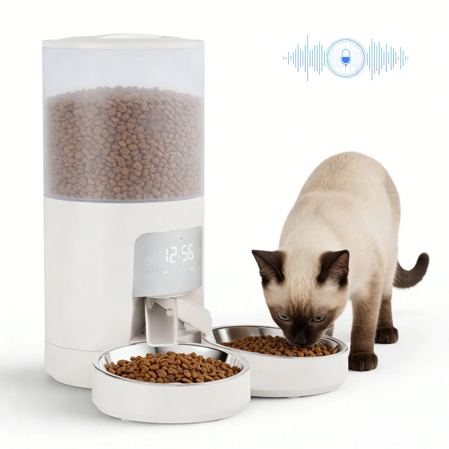 JHK Automatic Cat Feeder With Stainless Bowls Timed Dispenser