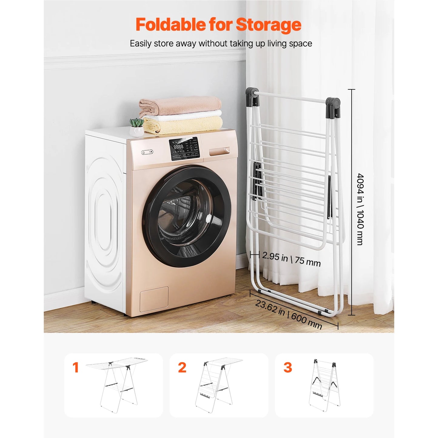 Clothes Drying Rack Foldable Laundry Dryer Rack With Sock Clips