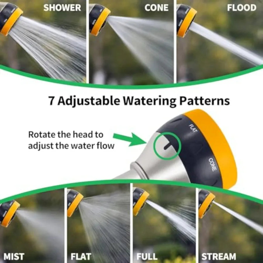 Garden Nozzle Sprayer 7 Pattern High Pressure Metal Hose Nozzle