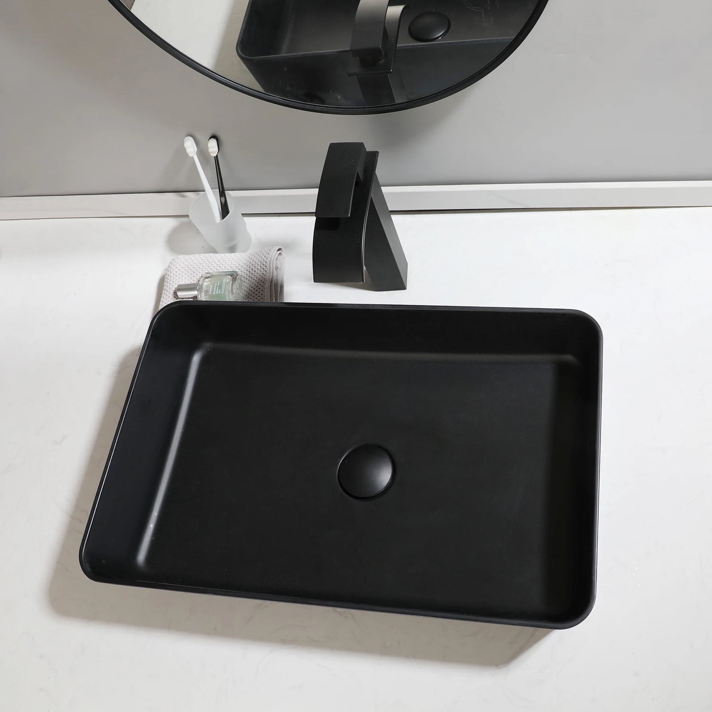 MEKKHALA Oval Acrylic Countertop Vessel Sink Bathroom Washbasin