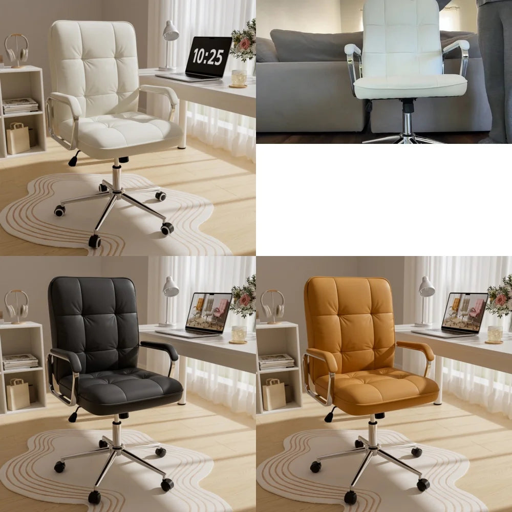Ergonomic Adjustable Office Chair With Armrests PU Leather
